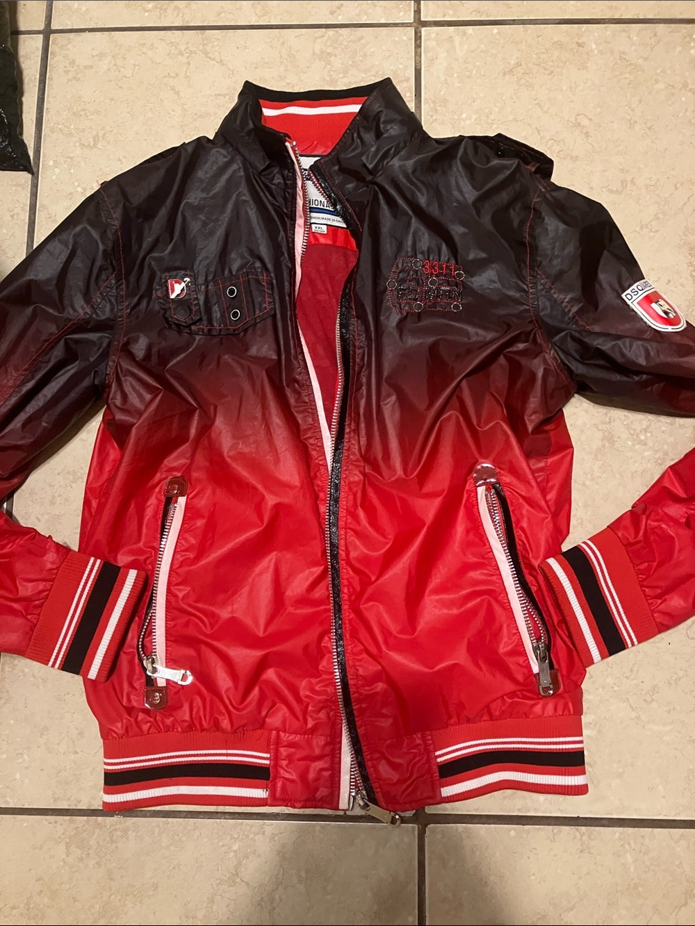 Men's Red to Black Ombre Windbreaker Jacket